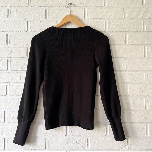 Icōne Simons organic cotton pearl button black stretchy cardigan sweater M - Picture 4 of 13